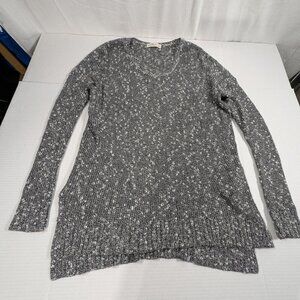 Abercrombie & Fitch Gray White Speckle Long Sleeve Tunic Sweater Sm Linen Wool
